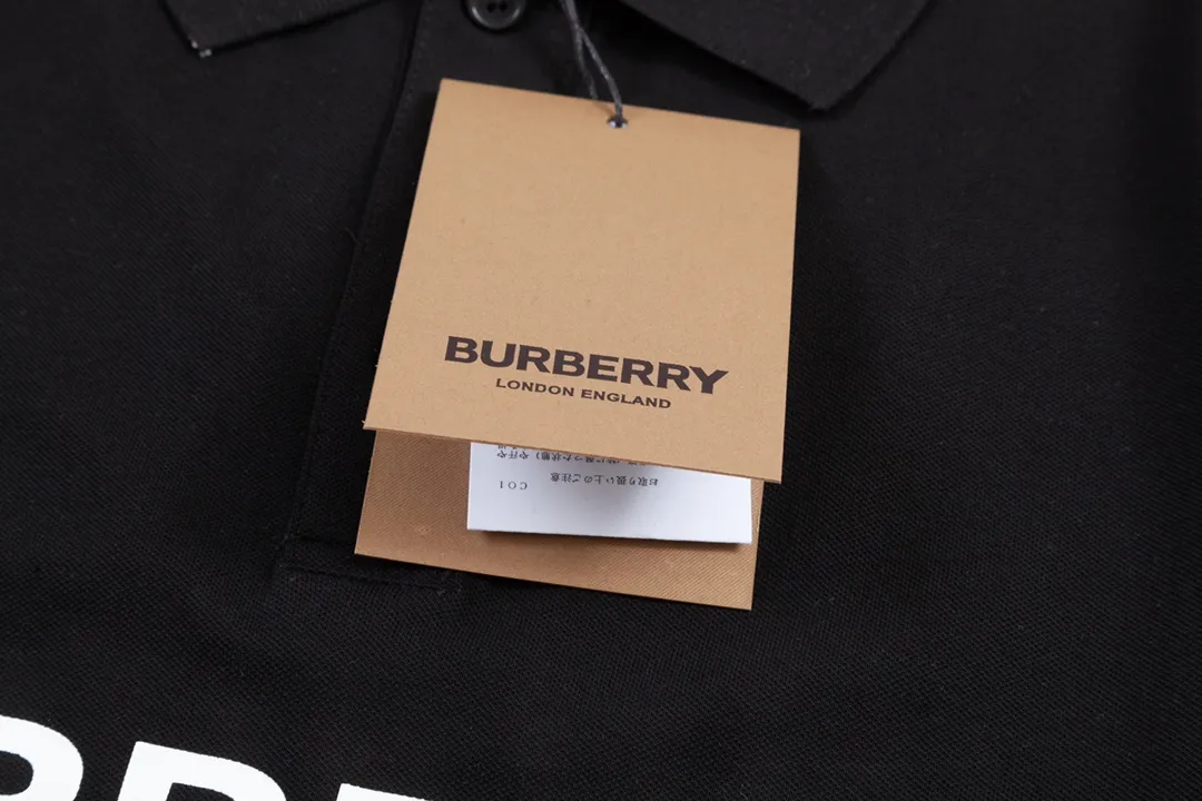 BURBERRY Classic Lo GO ， Retro Same Style Polo Versatile : Black Size：M-2XL